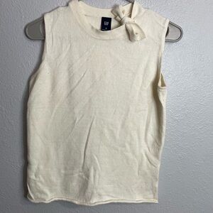 Gap Angora Rabbit Hair blend Cream Sleeveless Sweater Top Mock Neck​​​
